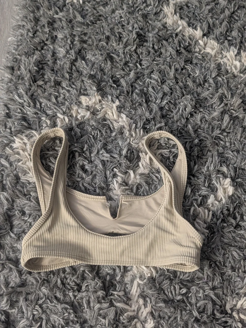 Frankie's Bikinis Ribbed Cutout Bralette — Beige